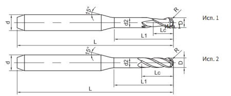 SM200-RO2-1.0-16-45 Фреза монолитная твердосплавная Gesac