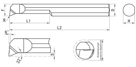 GHT-PR30R05L10 Минирезец твердосплавный Расточной Gesac