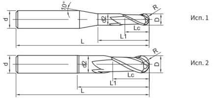 SH260-BN2-4-12-H-6 Фреза монолитная твердосплавная Gesac