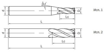 SH260-S4-4-10-H Фреза монолитная твердосплавная Gesac