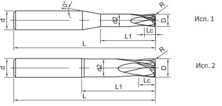 FH200-RN4-08010-H Фреза монолитная твердосплавная Gesac