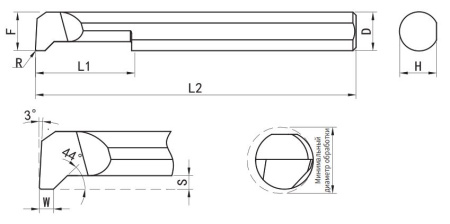 GMT-DR60R20L15 Минирезец твердосплавный Для внутренней фаски/паза Gesac